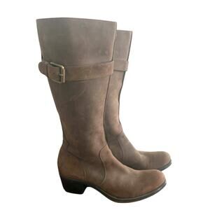 Cole Haan Brown Suede Leather Knee High Boots Adjustable Buckle Zip Womens 9.5B